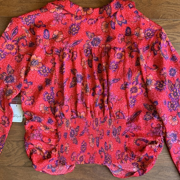 NWT Free People I Got You Crop Top Long Sleeve Boho Floral Size Large - Picture 14 of 14